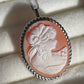 CLASSIC CAMEO NECKLACE -SILVER- LONG HAIR & FLOWERS