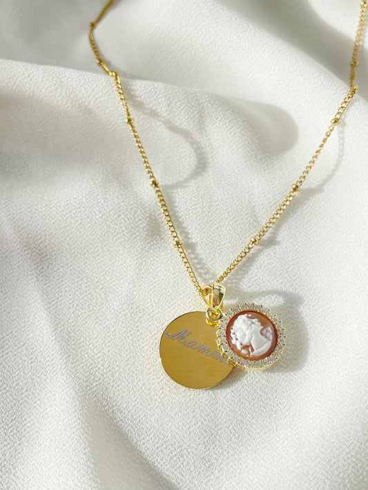 CUSTOM NAME PENDANT & LADY CAMEO