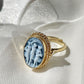 Blue cameo ring, 18K gold, The Three Graces, adjustable ring, silver sterling 925, gift for her, made in Italy, Charites, free shipping, mom