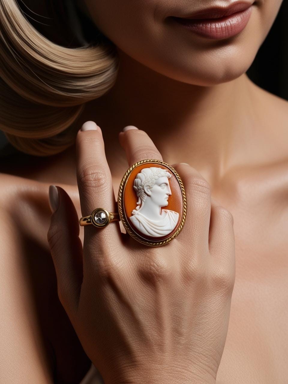 Roman Emperor Cameo Ring, inspirational, graduation gift, handmade ring, Marcus Aurelius, unique handmade gift for daughter, 18K gold ring