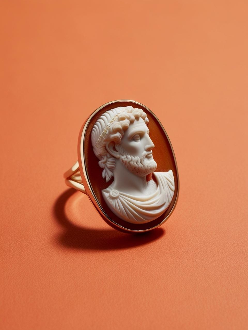 Roman Emperor Cameo Ring, inspirational, graduation gift, handmade ring, Marcus Aurelius, unique handmade gift for daughter, 18K gold ring