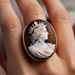 Queen Victoria Cameo Ring, Victorian, made in Italy, handmade ring, royal family, unique handmade gift for mother, 18K gold adjustable, mom