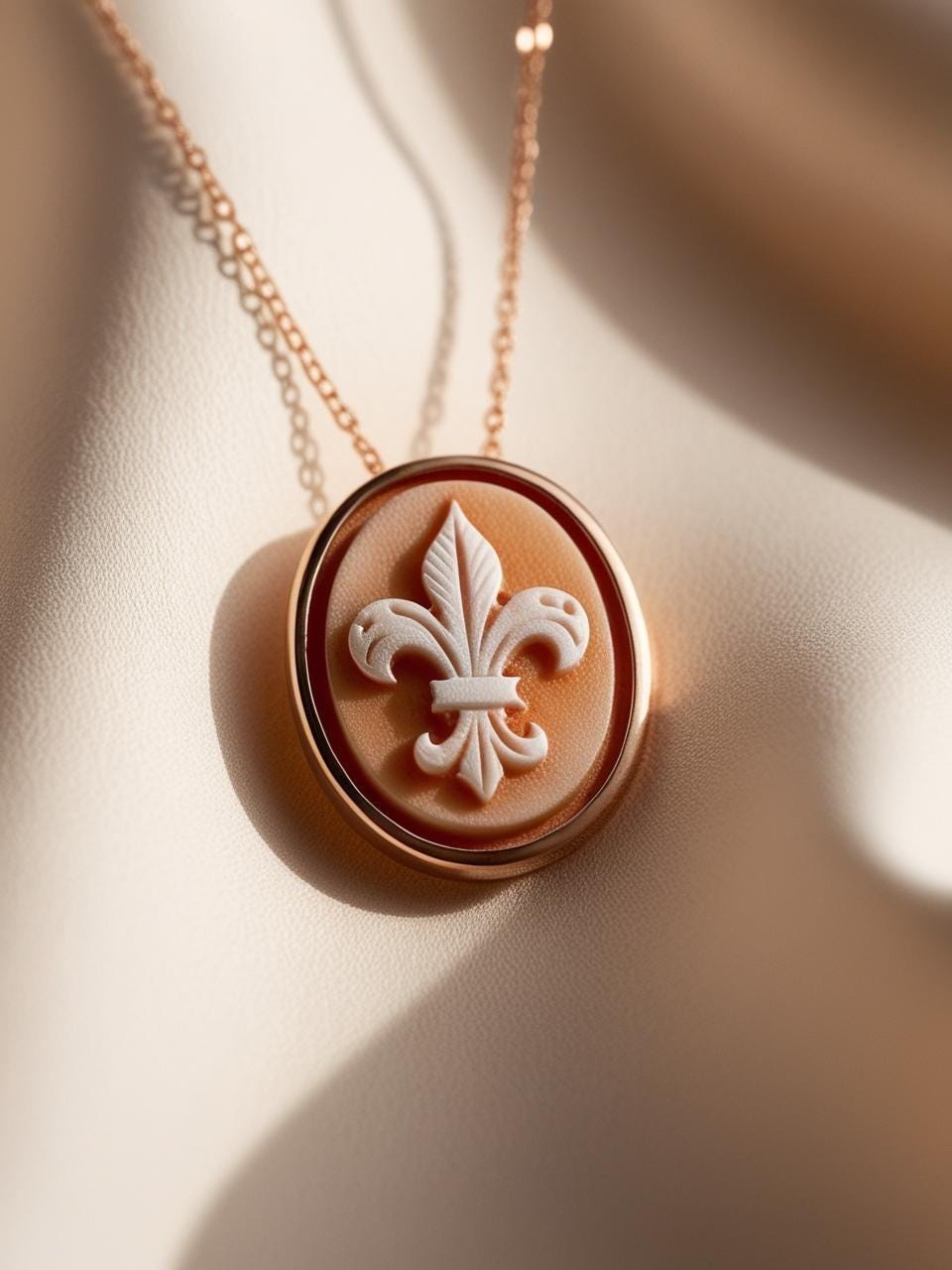 Fleur de Lis cameo necklace
