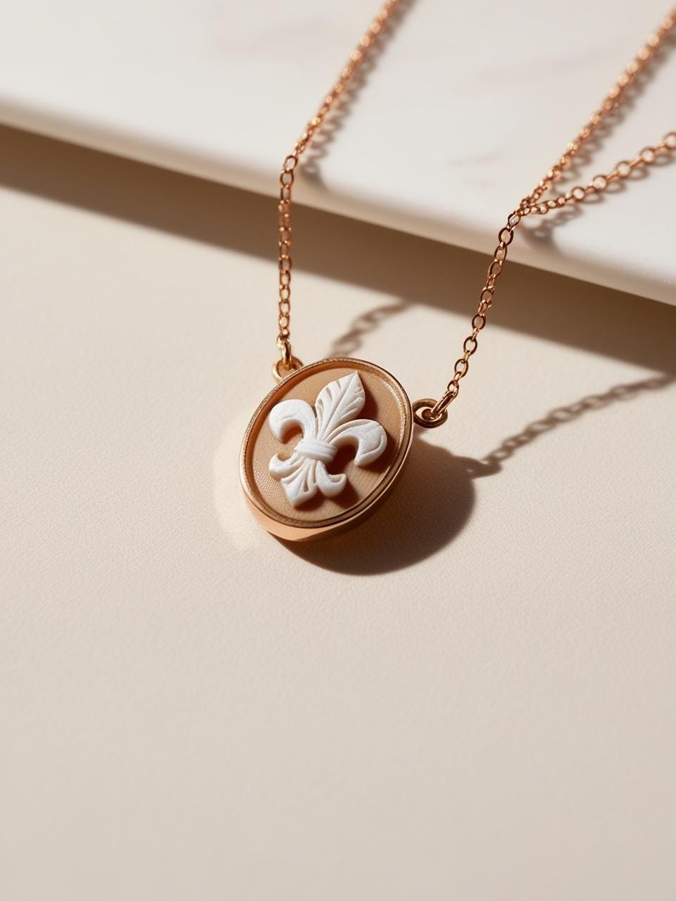 Fleur de Lis cameo necklace