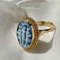 Blue cameo ring, 18K gold, The Three Graces, adjustable ring, silver sterling 925, gift for her, made in Italy, Charites, free shipping, mom