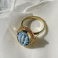 Blue cameo ring, 18K gold, The Three Graces, adjustable ring, silver sterling 925, gift for her, made in Italy, Charites, free shipping, mom