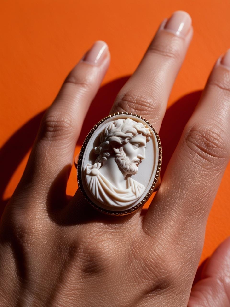 Roman Emperor Cameo Ring, inspirational, graduation gift, handmade ring, Marcus Aurelius, unique handmade gift for daughter, 18K gold ring