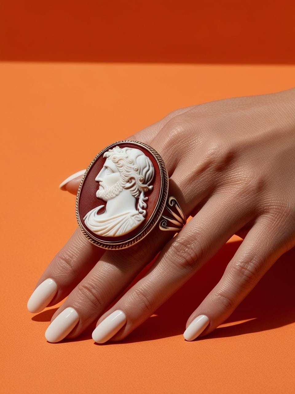 Roman Emperor Cameo Ring, inspirational, graduation gift, handmade ring, Marcus Aurelius, unique handmade gift for daughter, 18K gold ring