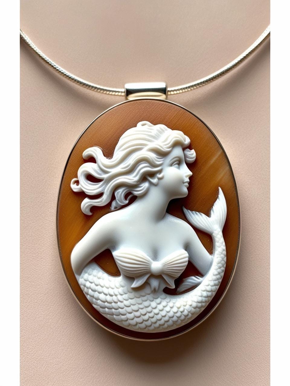 Mermaid cameo necklace