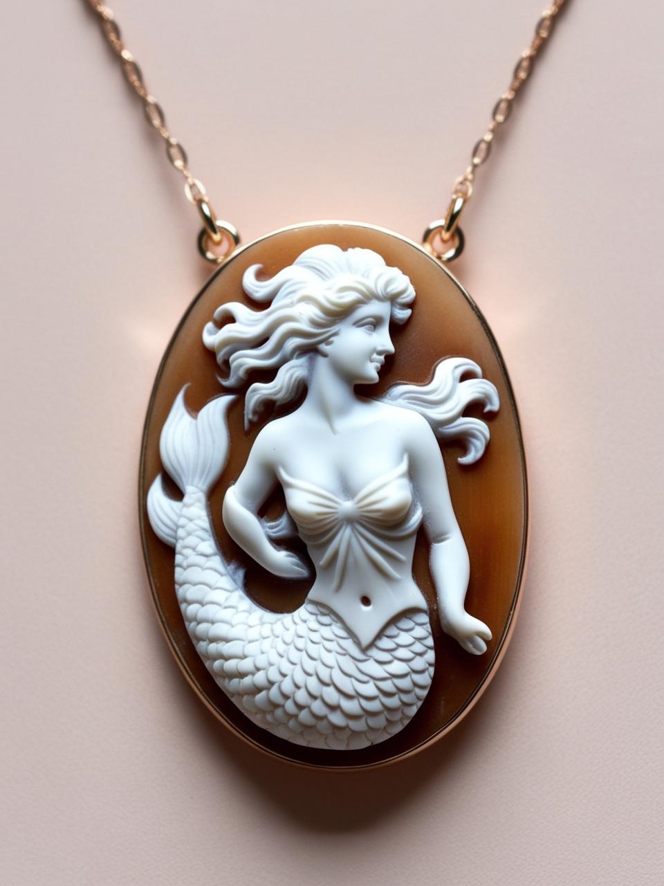 Mermaid cameo necklace