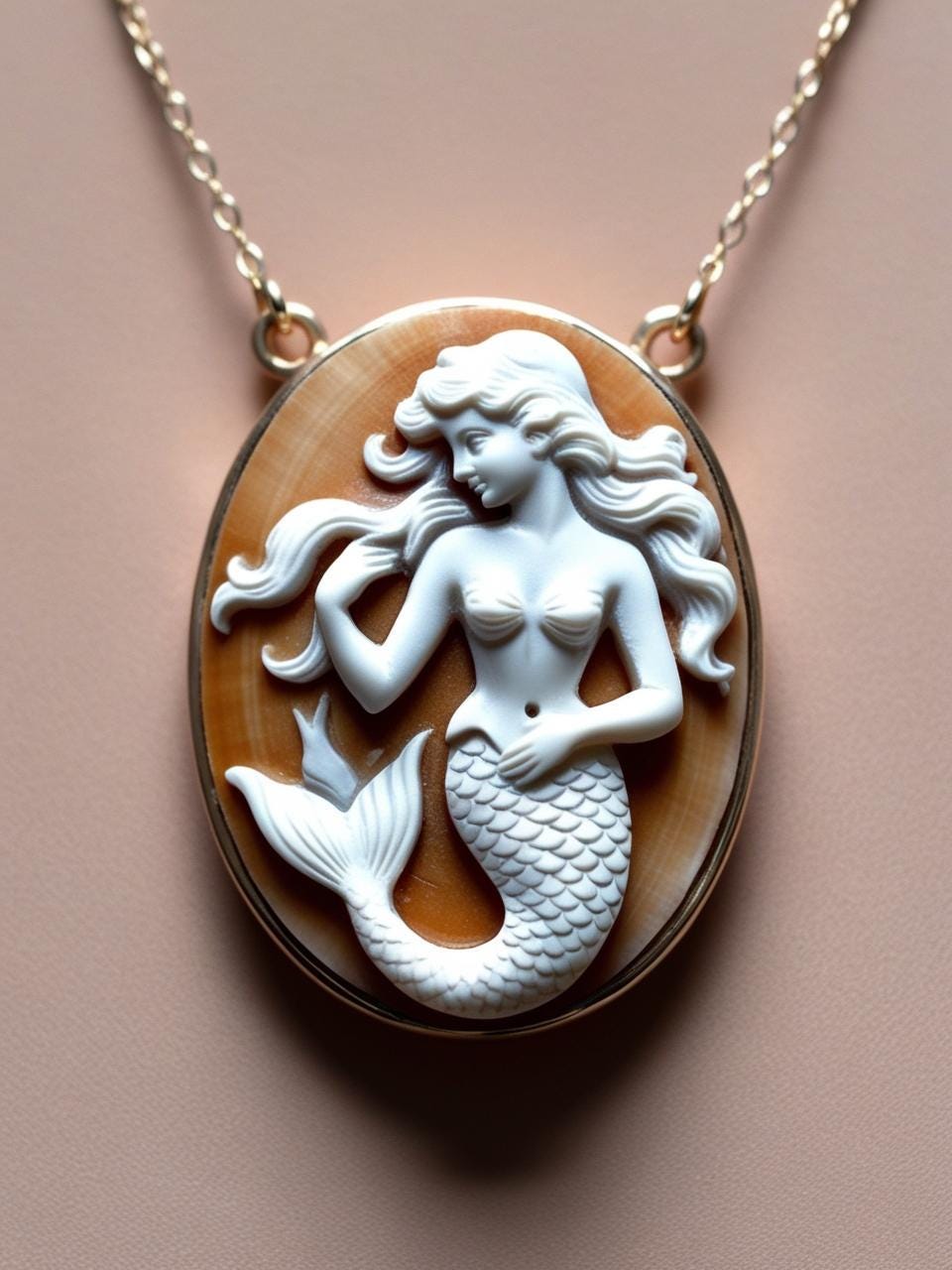 Mermaid cameo necklace