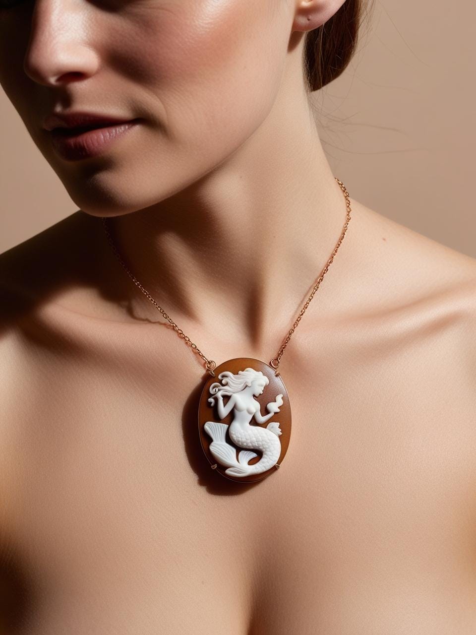 Mermaid cameo necklace