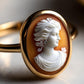 Princess Diana Cameo Ring, Victorian, handmade ring, royal family, unique handmade gift for mother, 18K gold adjustable, made in Italy, mom