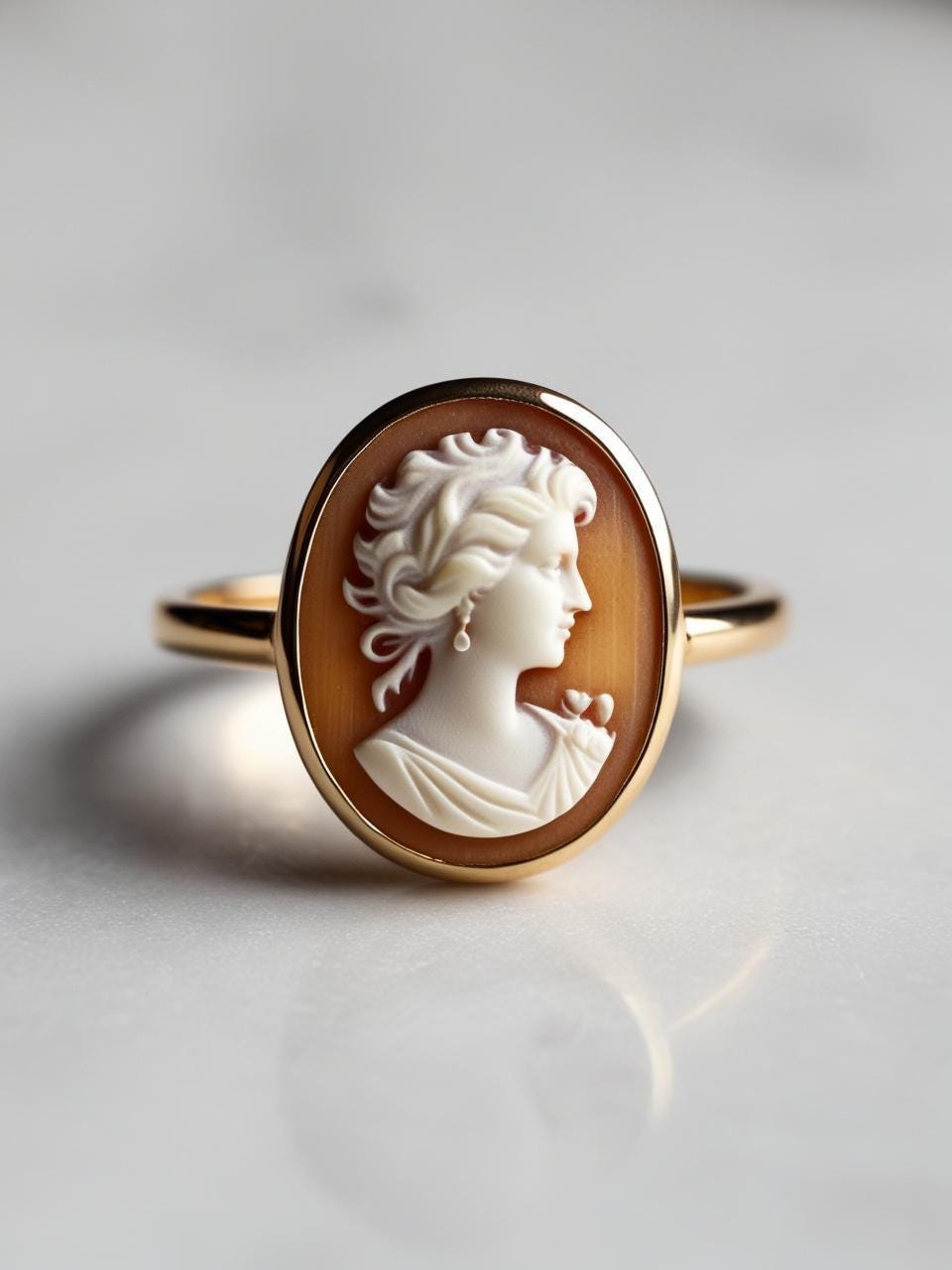 Princess Diana Cameo Ring, Victorian, handmade ring, royal family, unique handmade gift for mother, 18K gold adjustable, made in Italy, mom