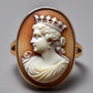 Queen Victoria Cameo Ring, Victorian, made in Italy, handmade ring, royal family, unique handmade gift for mother, 18K gold adjustable, mom