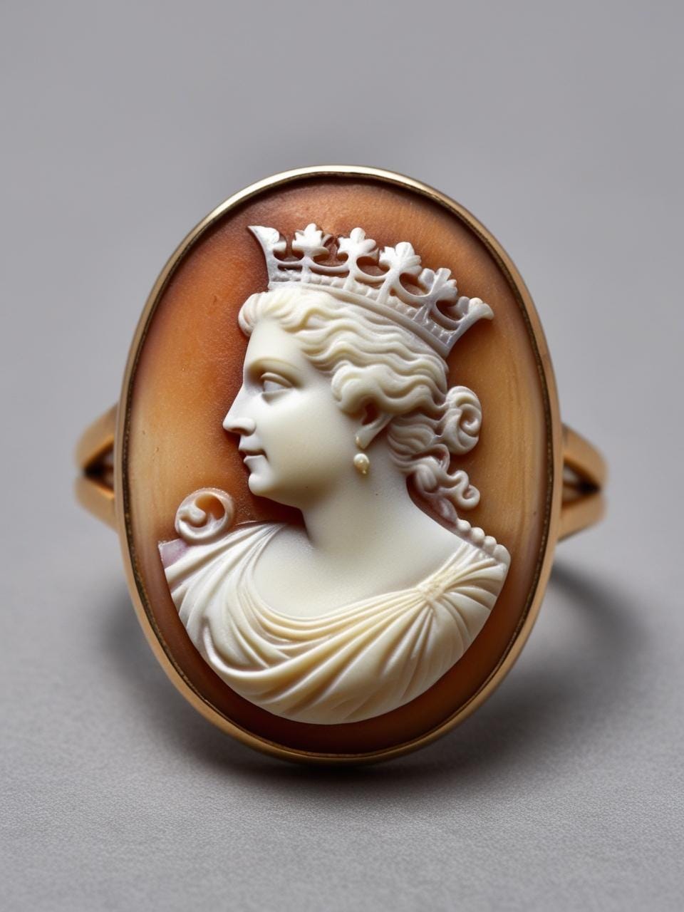Queen Victoria Cameo Ring, Victorian, made in Italy, handmade ring, royal family, unique handmade gift for mother, 18K gold adjustable, mom