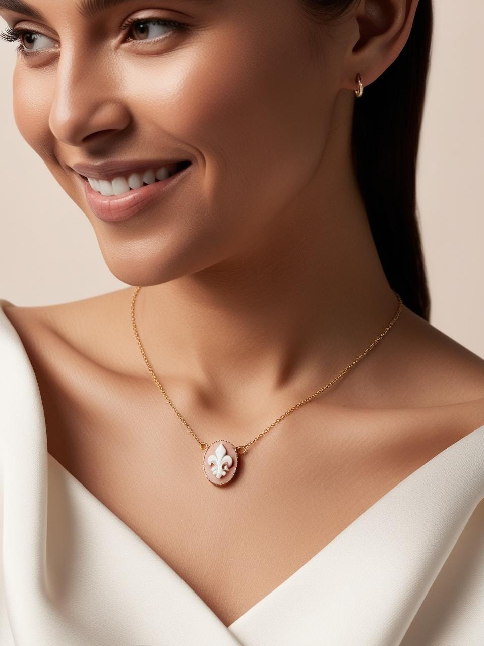 Fleur de Lis cameo necklace