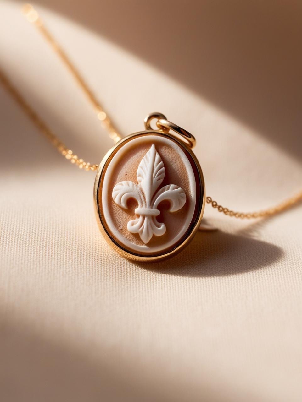 Fleur de Lis cameo necklace