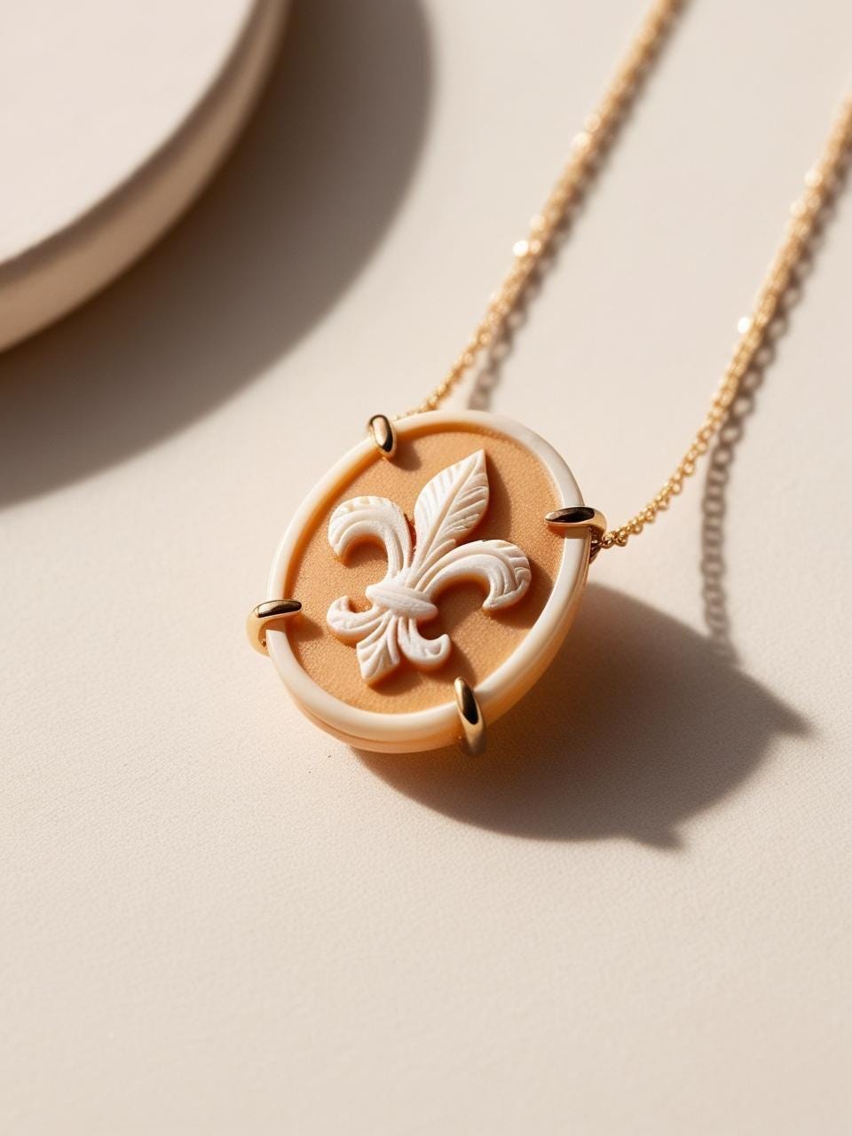 Fleur de Lis cameo necklace