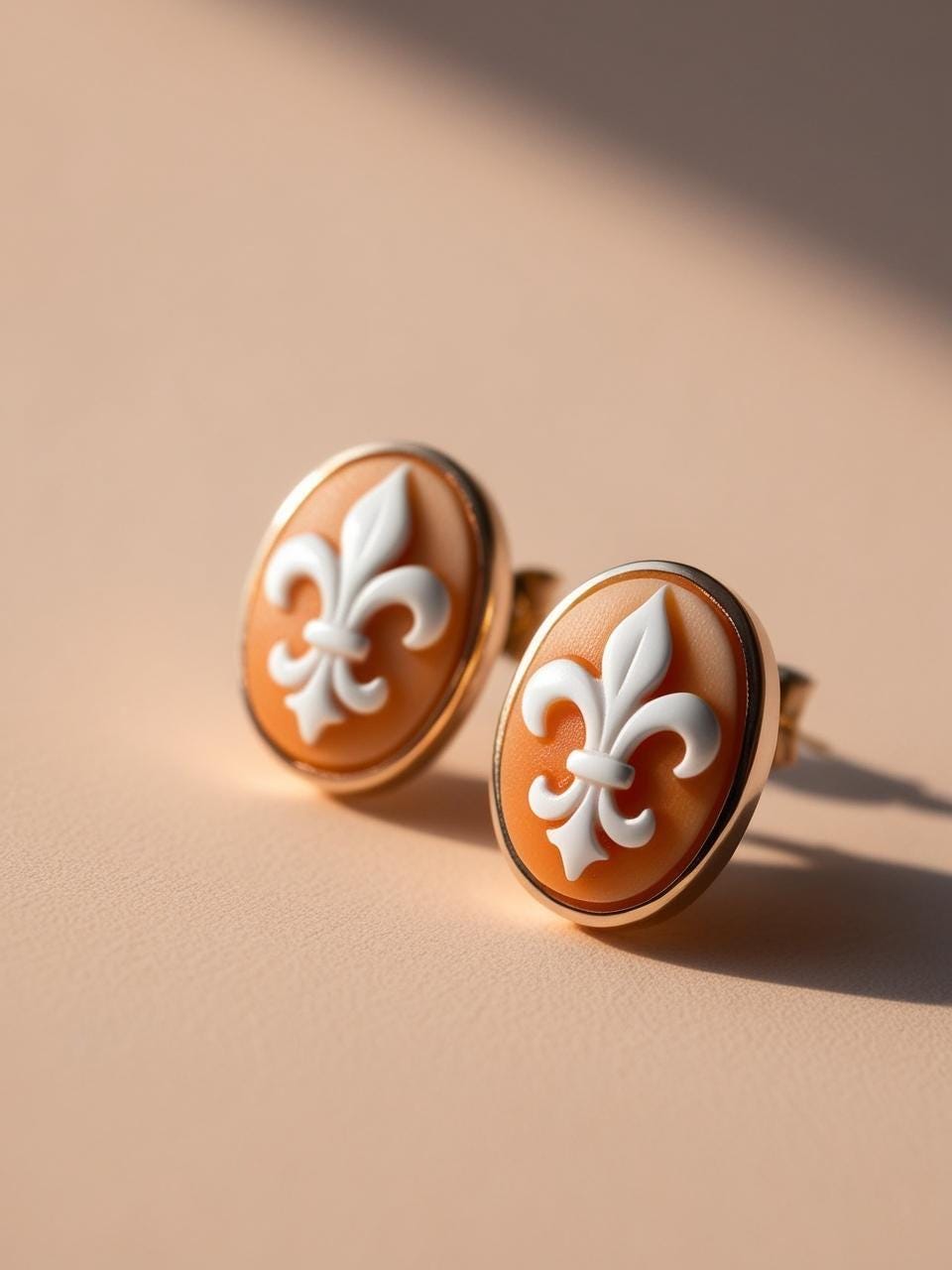Fleur de Lis cameo stud earrings