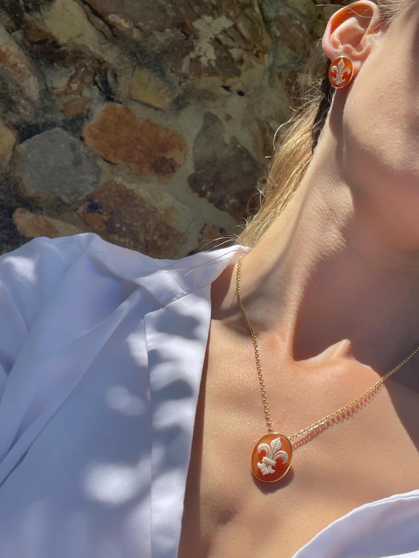Fleur de Lis cameo necklace