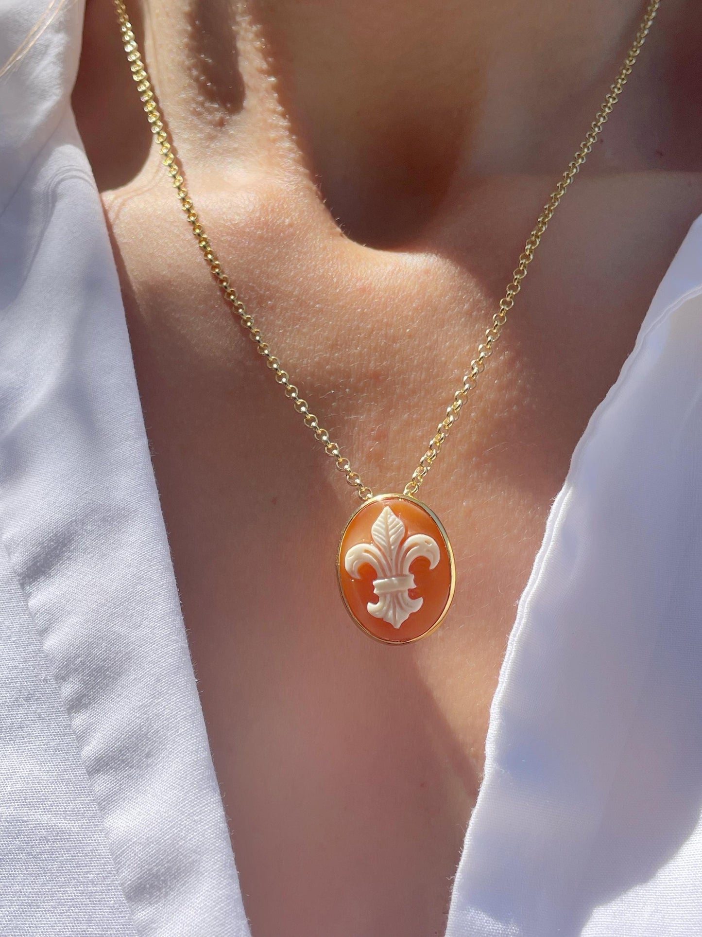 Fleur de Lis cameo necklace