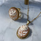 Rose Cameo set, 18K gold plated silver sterling necklace, cameo ring, made in Italy, bridal jewellery, unique wedding gift, made in Italy