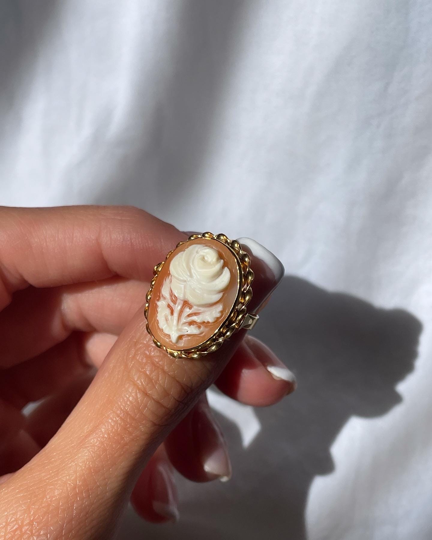 Rose Cameo set, 18K gold plated silver sterling necklace, cameo ring, made in Italy, bridal jewellery, unique wedding gift, made in Italy