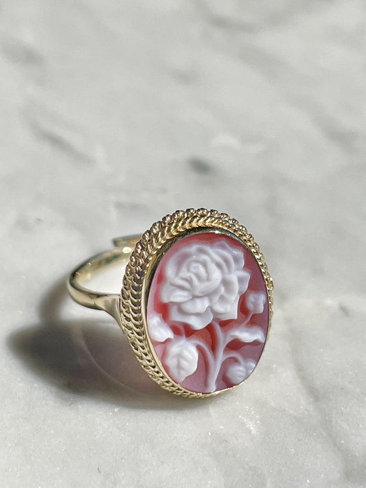 Red Rose cameo ring