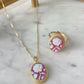 Red cameo rose necklace