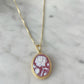 Red cameo rose necklace