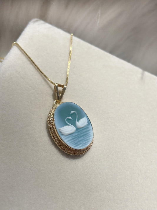 Swan cameo necklace