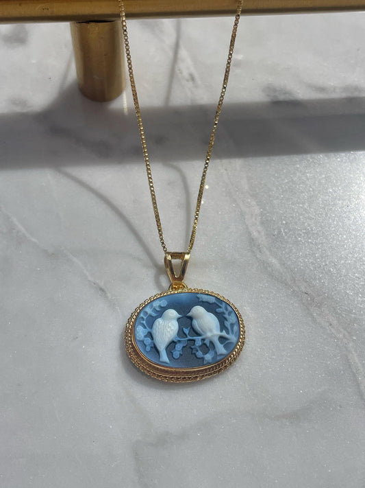 Bird cameo necklace