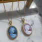 LADY & VINTAGE HAT CAMEO NECKLACE -RED-