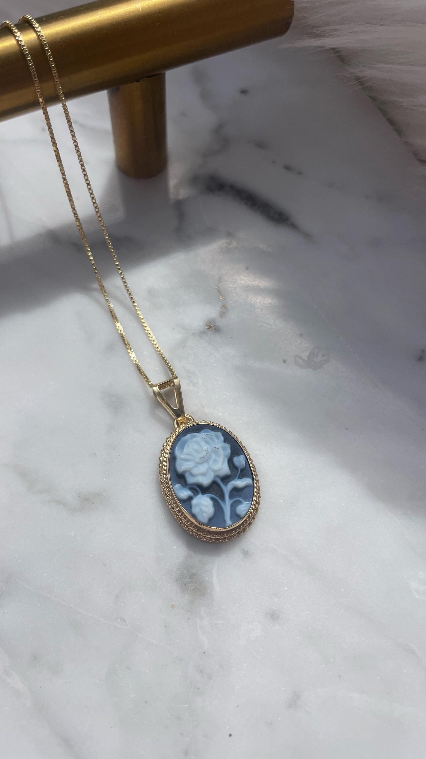 Red cameo rose necklace