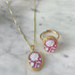 Red cameo rose necklace