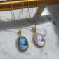 LADY WITH VINTAGE HAT CAMEO NECKLACE