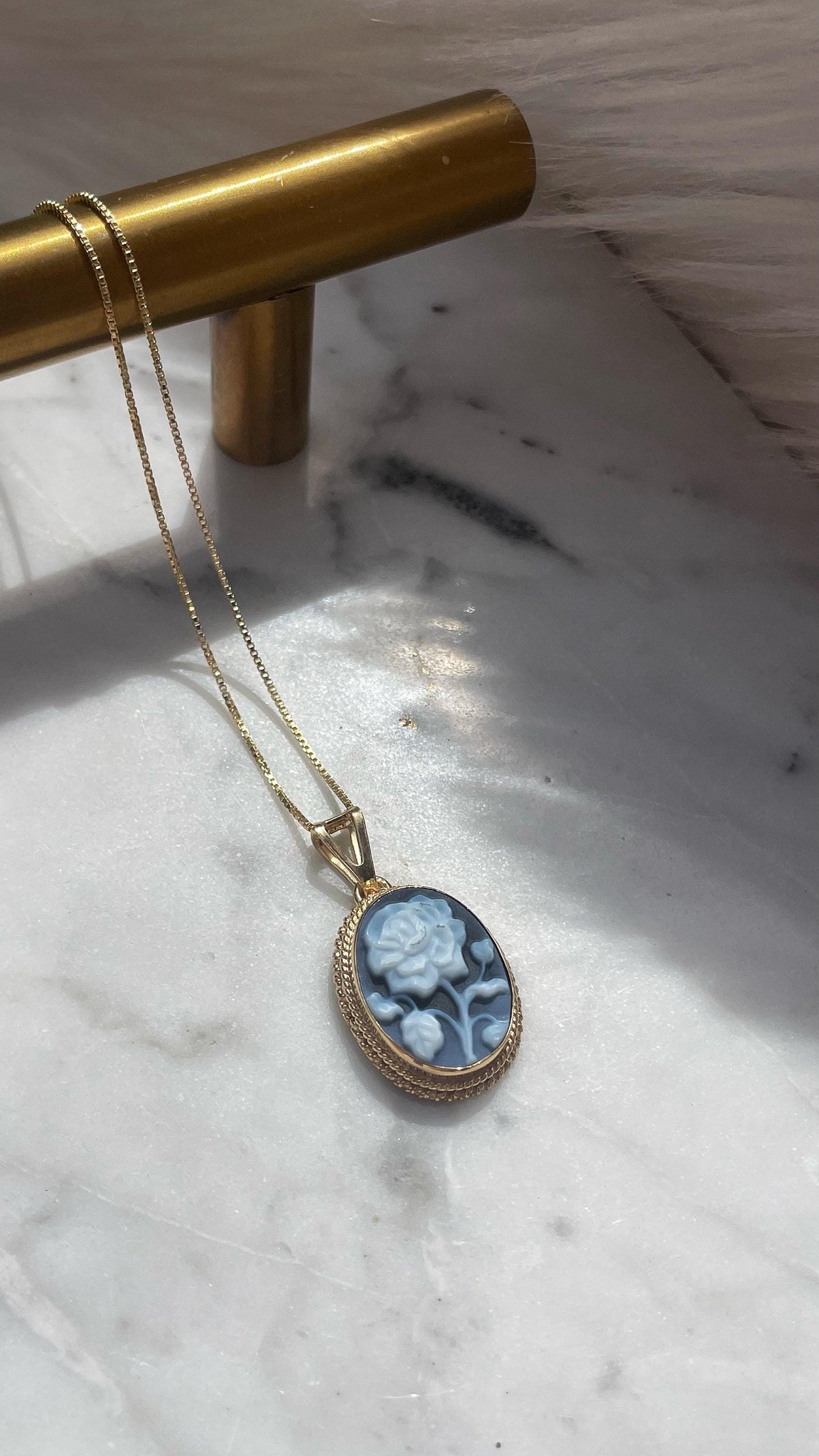 Red cameo rose necklace