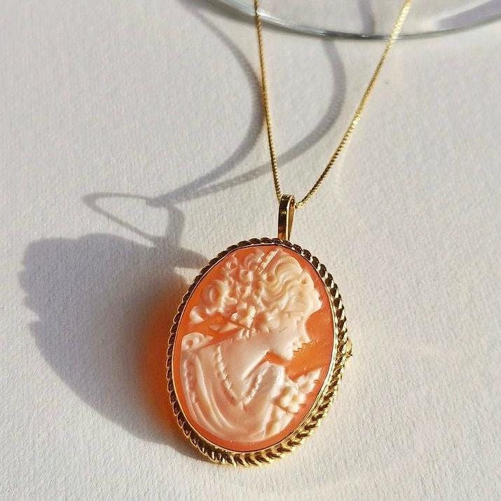 Classic cameo necklace | unique custom handmade jewelry | Wedding Anniversary | fiancé gift | vintage cameo | waterproof necklace | camée