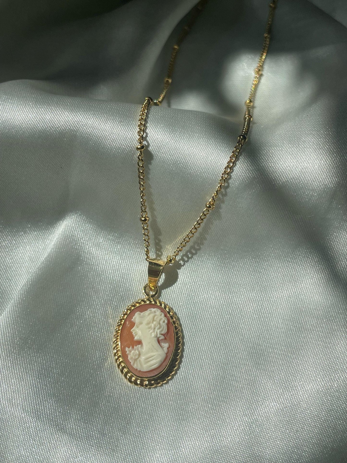 Classic cameo necklace | unique custom handmade jewelry | Wedding Anniversary | fiancé gift | vintage cameo | waterproof necklace | camée