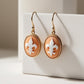 Fleur de Lis earrings, cameo drop earrings, 18K gold earrings, anniversary gift, bridal jewelry, made in Italy, custom unique gift, camée