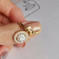 18K gold cameo ring, leaf & rose ring, wrap ring, golden silver sterling, minimalist, stackable ring set, bridal jewelry, gifts under 100