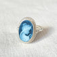 Blue cameo ring, adjustable band, silver sterling 925, gift for her, made in Italy, genuine Italian, cameo victorian style, agate cameo ring