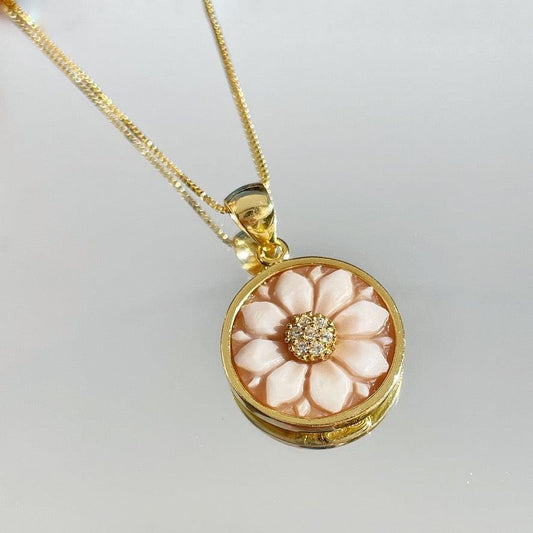 Cameo necklace, floral necklace, handmade gift, personalised gift, MADE IN ITALY, 18K gold minimalist necklace, free shipping, cameo jewelry