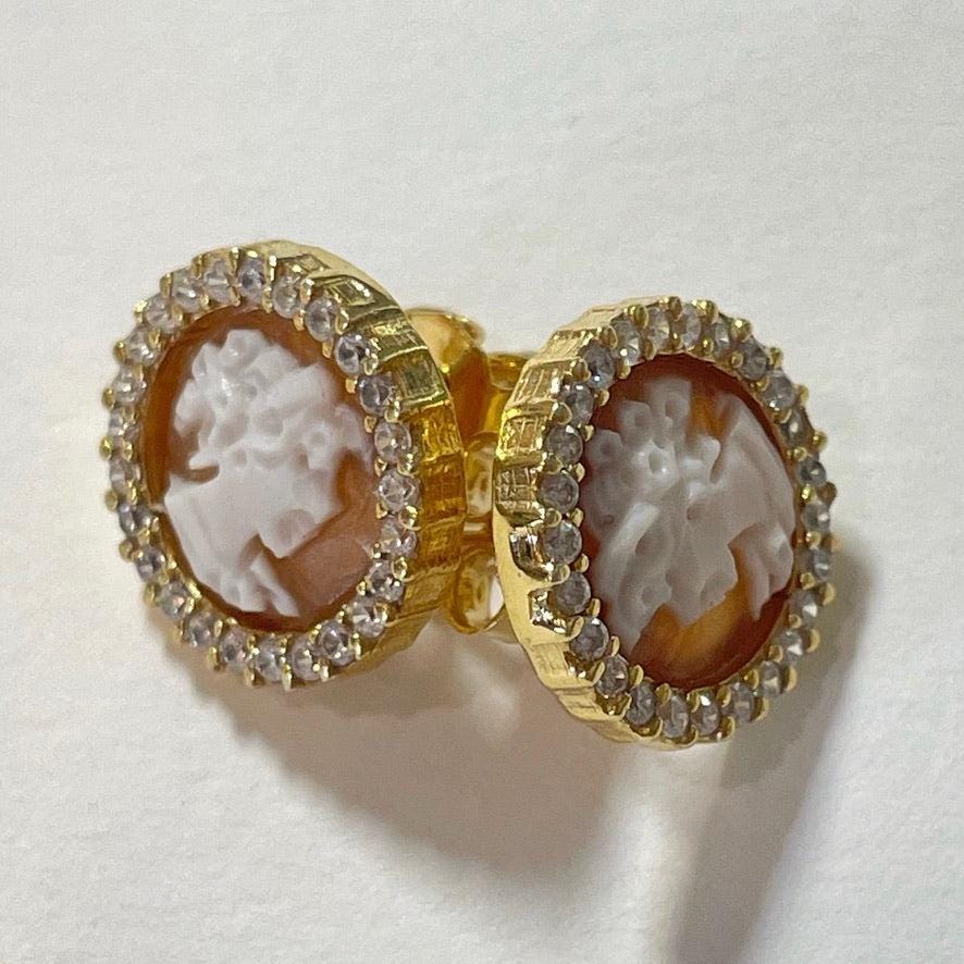 Handmade Cameo Earrings, 18K gold earrings, vintage earrings, anniversary wedding gift, made in Italy, minimalist earrings, stud earrings