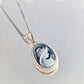 Blue cameo necklace, silver jewelry set, made in Italy, personalised gift for her, agate genuine Italian cameo, cameo set, cameo necklace