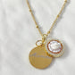 Custom name necklace, Dainty freshwater pearl necklace, 18k gold, waterproof gold necklace, hypoallergenic, MAMMA, personalised jewelry gift