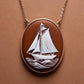 Sail Boat cameo necklace, nautical jewelry, sea lover necklace, man gift, genuine Italian cameo, vitage necklace, 18K gold plated, anchor
