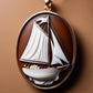 Sail Boat cameo necklace, nautical jewelry, sea lover necklace, man gift, genuine Italian cameo, vitage necklace, 18K gold plated, anchor
