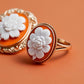 Floral Cameo Ring, made in Italy, birth flower ring, handmade ring, waterproof jewelry, unique handmade gift for daughter, 18K gold ring